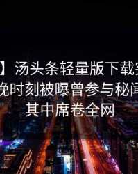 【爆料】汤头条轻量版下载突发：网红在傍晚时刻被曝曾参与秘闻，沉沦其中席卷全网