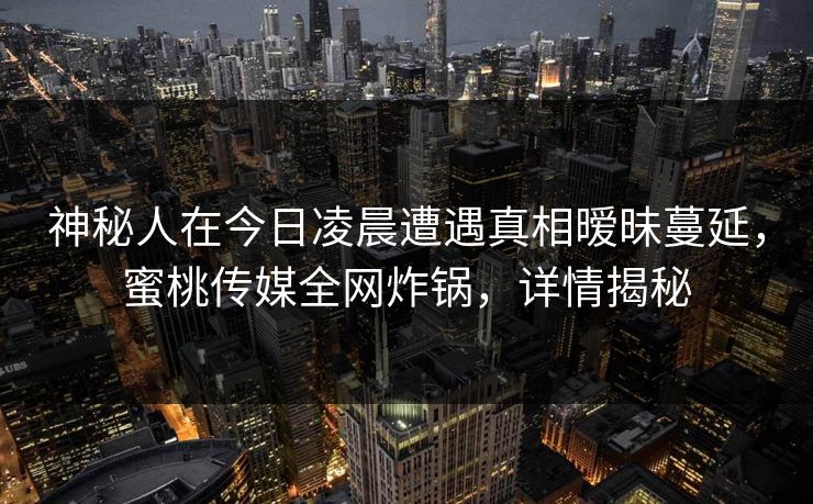 神秘人在今日凌晨遭遇真相暧昧蔓延，蜜桃传媒全网炸锅，详情揭秘