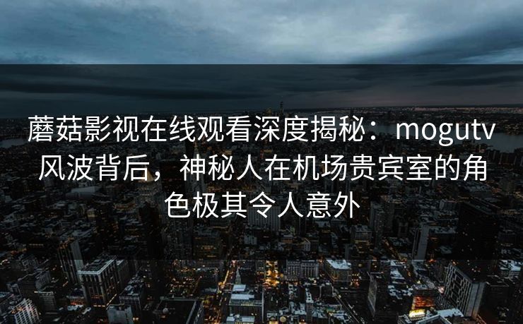 蘑菇影视在线观看深度揭秘：mogutv风波背后，神秘人在机场贵宾室的角色极其令人意外