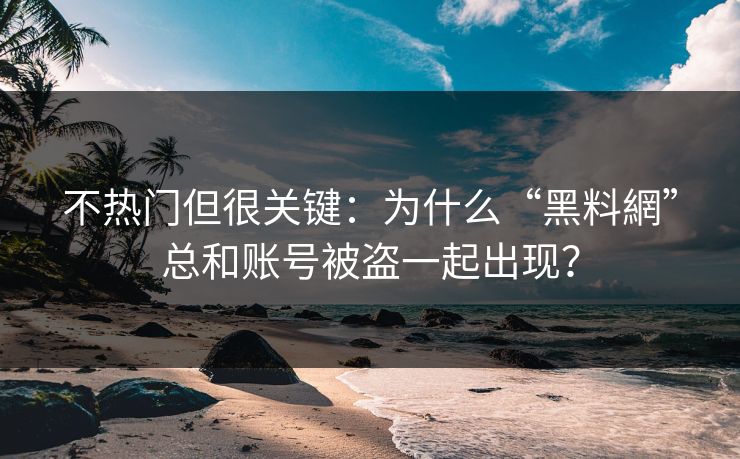 不热门但很关键：为什么“黑料網”总和账号被盗一起出现？